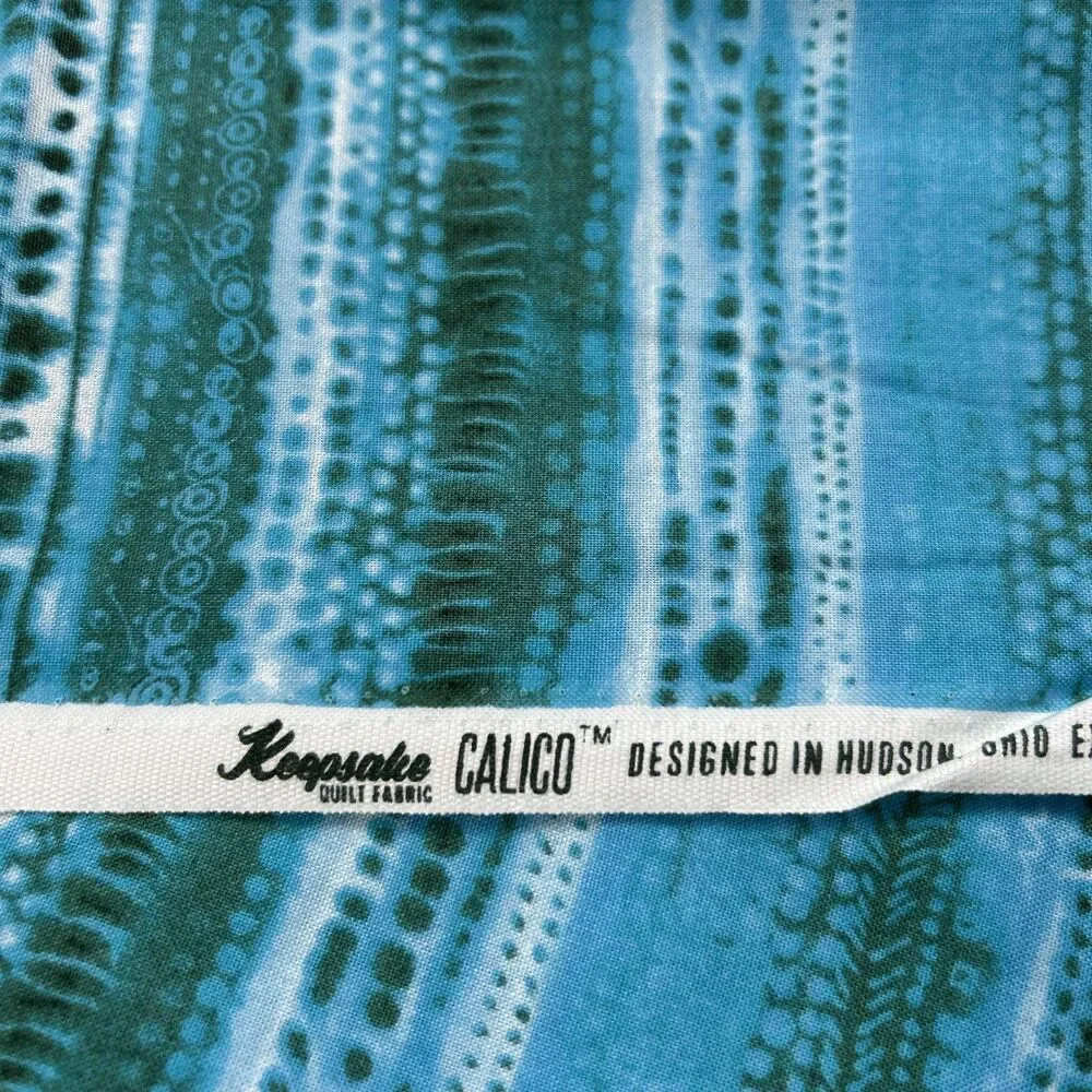 JoAnn Keepsake Calico Cotton Quilting Fabric Blue Green Multi Print 38